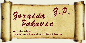 Zoraida Paković vizit kartica